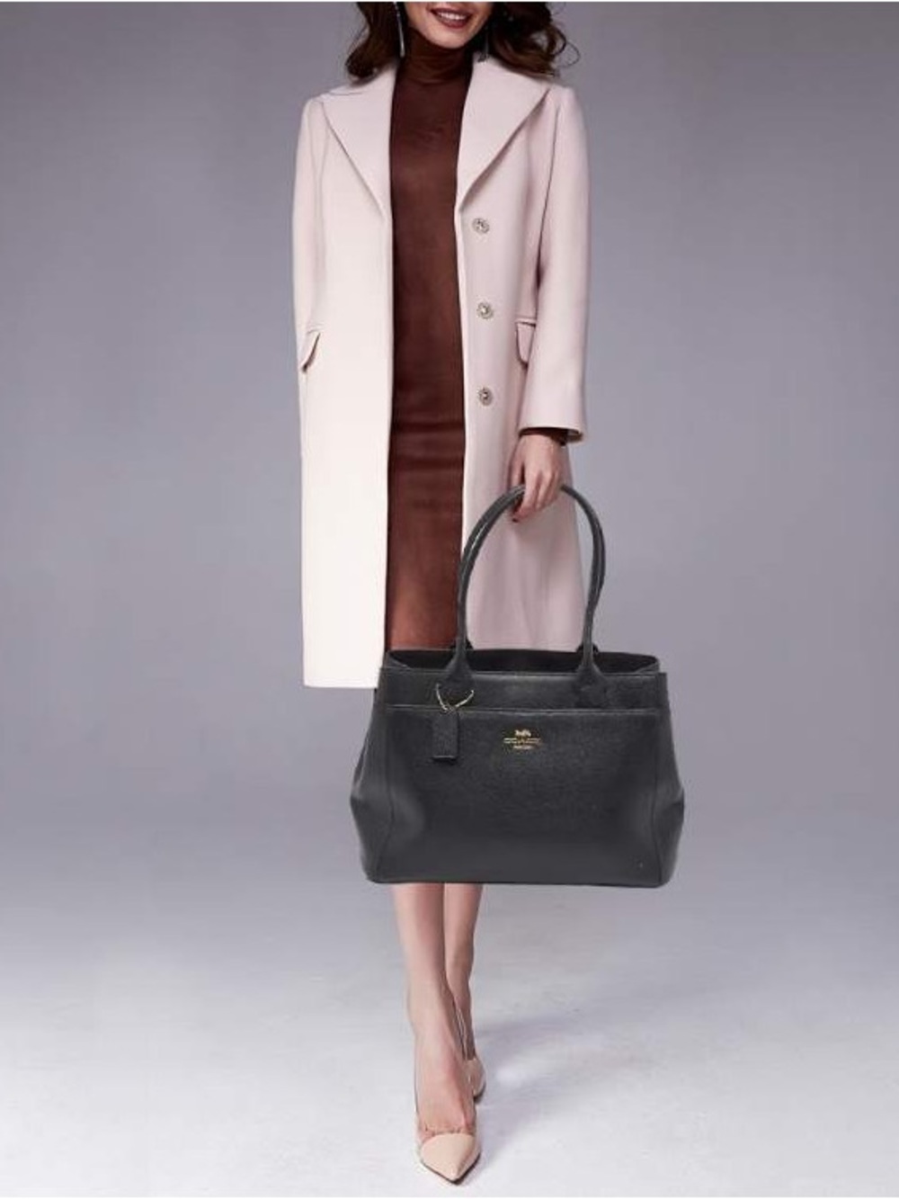 Coach Black Pebbled Leather Casey Tote